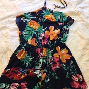 Silky Tie neck Romper. Summer themed!
